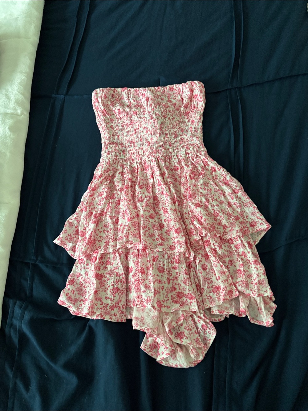 Island Gypsy Strapless Pink Floral Ruffled Sundress